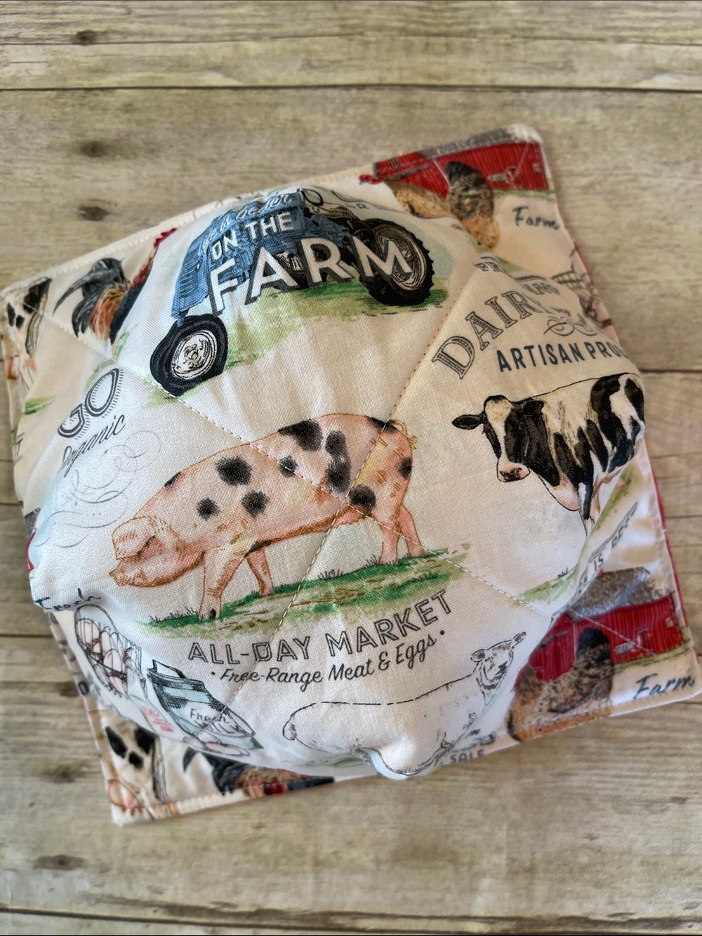Microwave Bowl Cozy On the Farm Reversible All Cotton Bowl